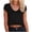Black, variant on Women Crop Tops V Neck Cap Sleeve Loose Cropped Solid Color T Shirts Casual Summer Comfortable Basic Tees