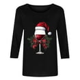 thumbnail image 4 of Christmas Womens 3/4 Sleeve Pullover Tops Casual Lightweight Holiday Sweaters Festive Long Sleeve Cropped Hooded Business Party Wear, 4 of 6