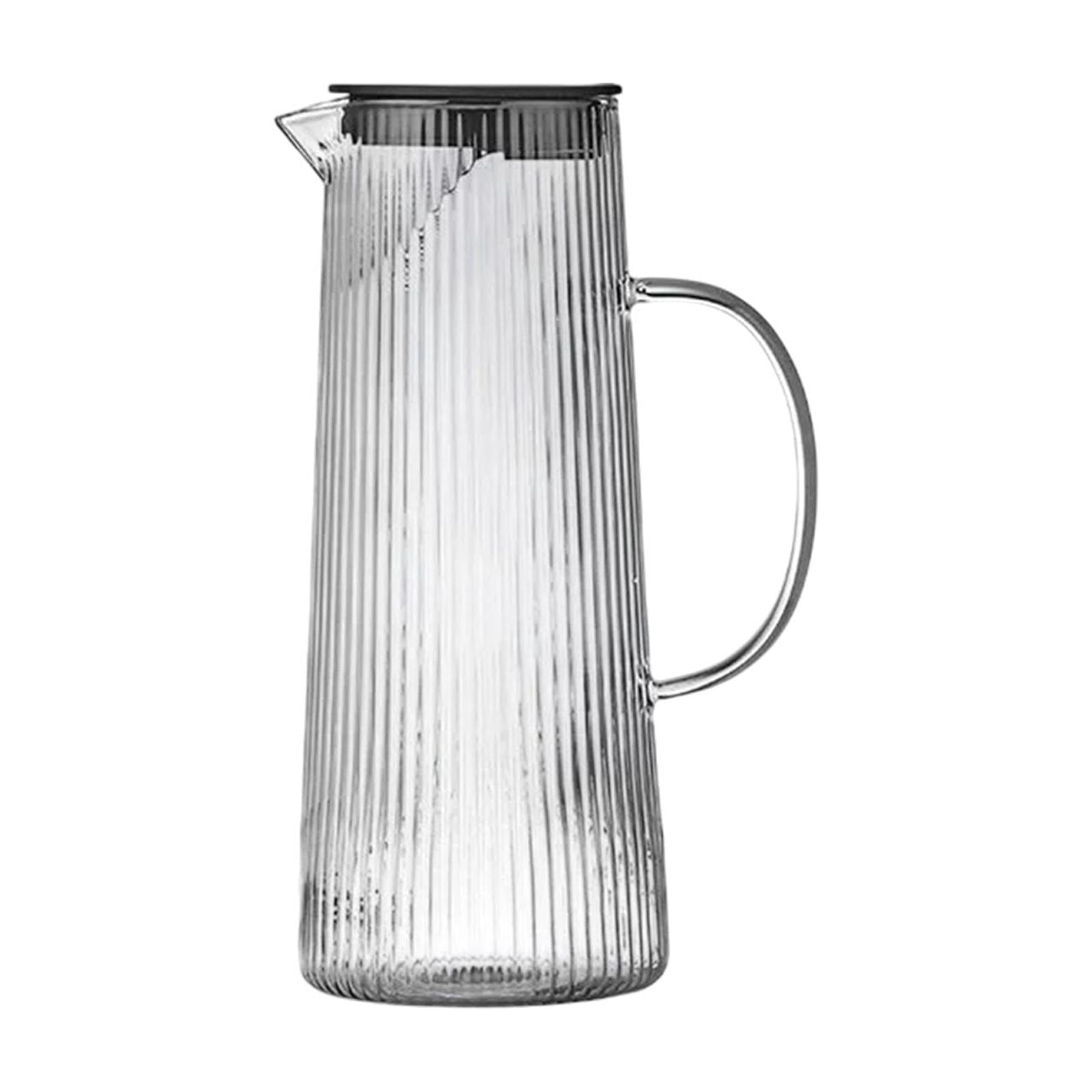 European Style Vertical Striped Glass Water Bottle Exquisite Heat Proof Teapot Large Capacity Clear Glass Jug For Living Room Kitchen Durable Glass For Cold Water Daily Serving