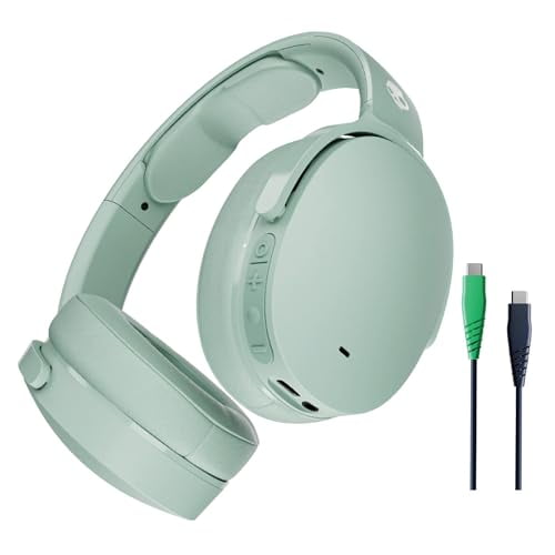 Skullcandy Hesh ANC Auriculares inalámbricos Bluetooth con cable de carga, cancelación activa de ruido, batería de hasta 22 horas, diseño ligero plegable, micrófono para iPhone Android - Preppy Sage