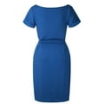 thumbnail image 4 of Spring Tops for Women Maxi Dresses for Women Women's Striped Elegant Short Sleeve Wear To Work Casual Pencil Dress with Belt, 4 of 6