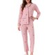 thumbnail image 1 of Conjunto de lounge para mujeres INSPIRE CHIC, algodón, botón, patrón lindo, manga larga, cuello con muesca, conjunto de pantalones con bolsillos, pijama, XL, triángulo, 1 of 6