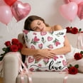 thumbnail image 5 of Valentine's Day Pillow, Heart Pattern Festive Cushion Cover, 45x45cm Polyester Decorative Sofa Bed Pillowcase with Hidden Zipper Machine Washable, 5 of 6