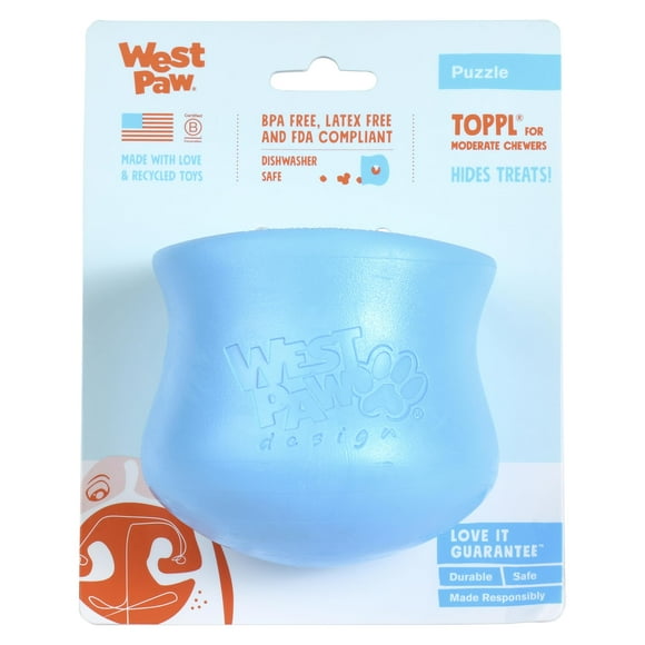 West Paw Zogoflex Toppl Treat Dispensing Dog Toy Puzzle – Interactive Chew Toys for Dogs – Dog Toy for Moderate Chewers, Fetch,