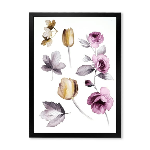 Designart 'Orange and Pink Wildflowers' Traditional Framed Art Print