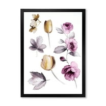 Designart 'Orange and Pink Wildflowers' Traditional Framed Art Print