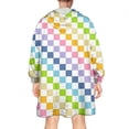 thumbnail image 2 of Pastel Color Checkered Pattern Wearable Oversized Blanket,Wearable Blanket Hoodie for Adults,Cozy Hooded Blankets with Super Pockets,Super Warm Fuzzy Pullover for Women & Men, 2 of 6