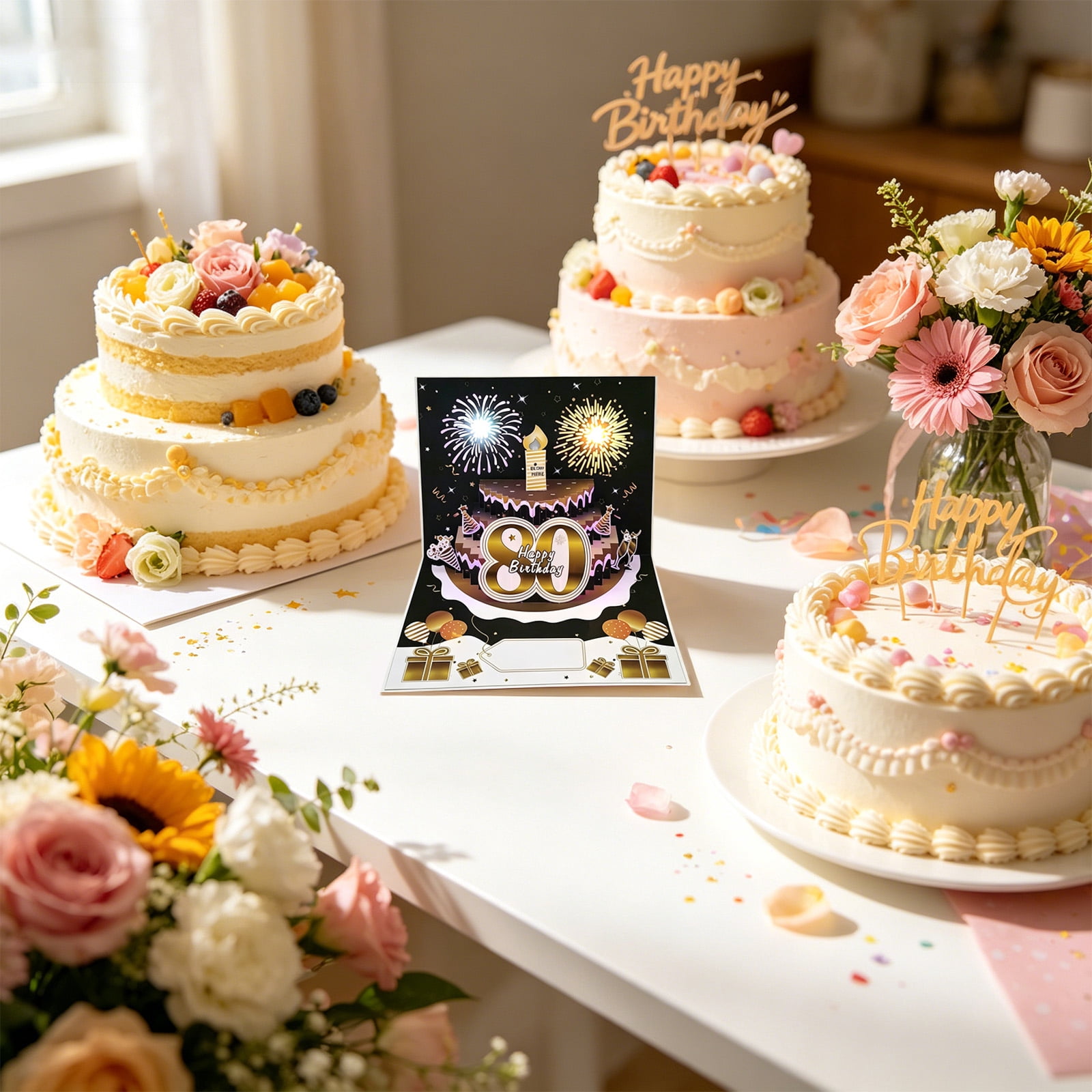 3D Pop Up Birthday Card, Light And Music 30Th Birthday Cake Card, 1 Pack For Milestone Birthday Celebration Gift