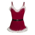 thumbnail image 2 of Babydoll Dress for Women Christmas Santa Style Lingerie Chemise Dress With Belt Sleeveless Holiday Nightwear Outfit, 2 of 3