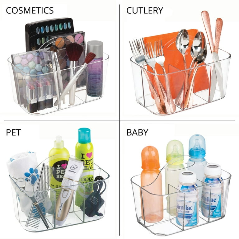  mDesign Plastic Divided Cosmetic Organizer Caddy Tote