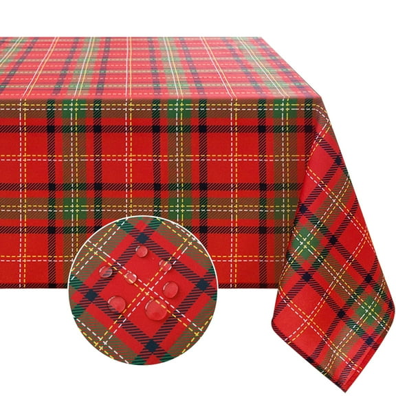 Romanstile Christmas Rectangle Red Plaid Tablecloth - 60 x 84inch - Checkered Water Stain Resistant Table Cover,Washable Polyester Table Cloths for Xmas Dinner/Party Decoration/Holiday