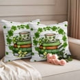 thumbnail image 2 of St Patrick's Day Outdoor Waterproof Pillow Covers, Lucky Shamrock Leaf Books Coffee Cups Wooden Decorative Square Throw Pillowcase Sofa Cushion Sham for Patio/Couch/Chair, 18"x18" 2 Pack, 2 of 8