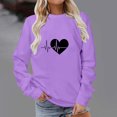 thumbnail image 2 of Besolor Womens Fall Spring Sweatshirt Heart Printed Crewneck Long Sleeve Tops Casual Loose Plus Size Pullover Blouse, 2 of 4