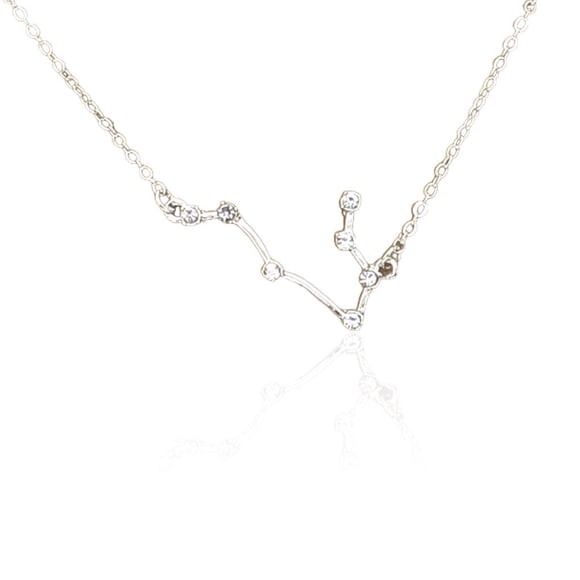 Ins Constellations Theme Friendship Necklace Rhinestone Comfortable Delicate with Display Card Pendant for Lover Festival Gifts Gemini Silver