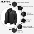 thumbnail image 5 of FLAVOR Men's Real Leather Bomber Casual Jacket (Small, Black), 5 of 6