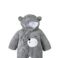 thumbnail image 4 of Lilgiuy Toddler Boys Girls Winter Plush Jumpsuit Cute Bear Ears Solid Color Long Sleeve Thick Warm Onesies Outwear Outfits Gray (6-12 Months), 4 of 5