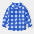 thumbnail image 2 of HAOTAGS Boys School Uniform Polos,Long Sleeve Lightweight Casual Plaid Boys Girls School Shirt Blue 2-3Years, 2 of 7