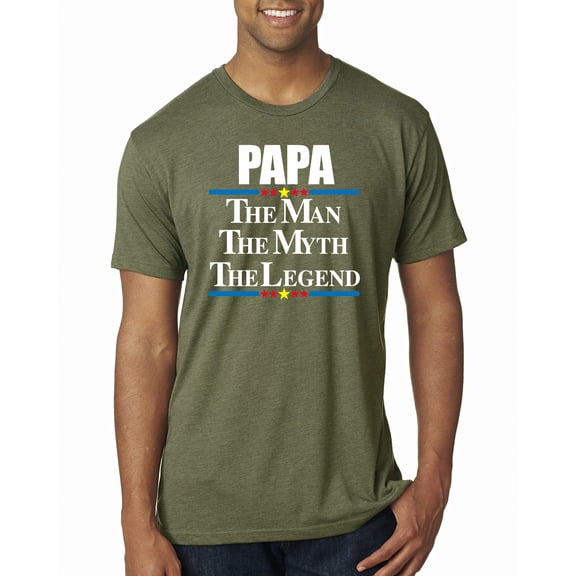 Wild Bobby,Papa The Man The Myth The Legend Best Daddy Father Gift, Father's Day, Men Premium Tri Blend Tees, Military Green, Small