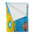 thumbnail image 2 of Yellow Submarine Soft Flannel Fleece Throw Blanket, Nautical Theme a Submarine Surrounded by Fish and Sea Grass Print, Cozy Plush for Indoor and Outdoor Use, 60" x 80", Blue and Yellow, by Ambesonne, 2 of 5