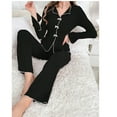 thumbnail image 6 of Winter and Spring Women's V-neck Bowknot Fashion and Sexy Homewear Set in Black, 6 of 7