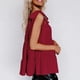 thumbnail image 2 of Camiseta sin mangas para mujer, con un solo hombro, dobladillo con volantes, tipo suelto, Top informal de verano, rojo vino L, 2 of 7