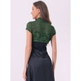 thumbnail image 4 of DARING DIVA Lace Cardigan Stand Collar Short Elegant Shrug M Green, 4 of 6
