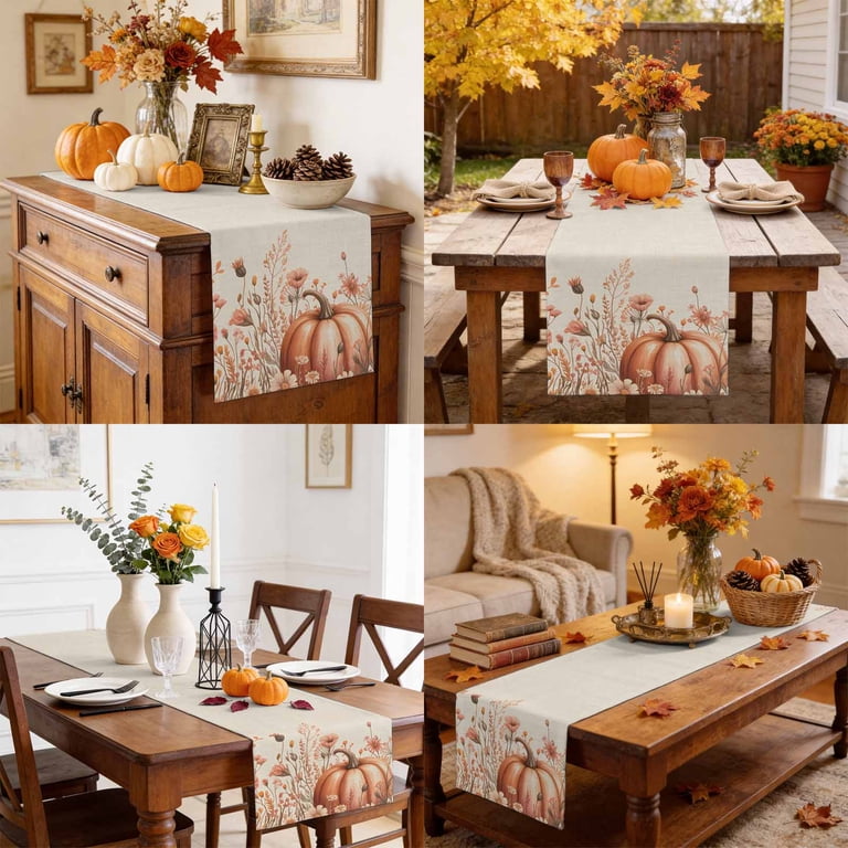 Table Runner Dresser Scarves 72 Inch Long,Country Farm Pumpkin ...
