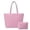 Pink Polka Dot, variant on Pink Polka Dot Quilted Tote Bag Set for Women, 2Pcs Casual Shoulder Handbag with Zipper Pockets and Matching Small Cosmetic Pouch for Daily Use Shopping Work Travel