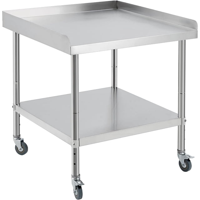 Chariot-gril Roulant en Acier Inoxydable de 30 Po x30 Po et Table de Préparation - Poste de Travail Commercial Robuste avec Tablette Inférieure et Dosseret Ajustables