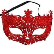 Hadanceo Cosplay Face Cover Glitter Shinny Women Ribbon Mysterious Eye Cover for Masquerade,Red