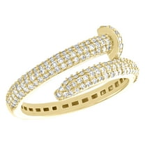 10K Yellow Gold Round Diamond Spiral Nail Statement Band 9mm Pave Ring 1/2 CT.