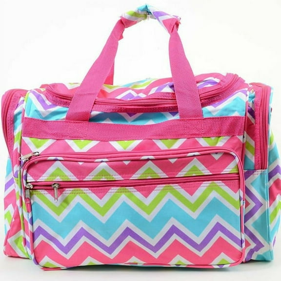 Bright Color Women Fashion Duffel Bag (Chevron-Pink Multi)