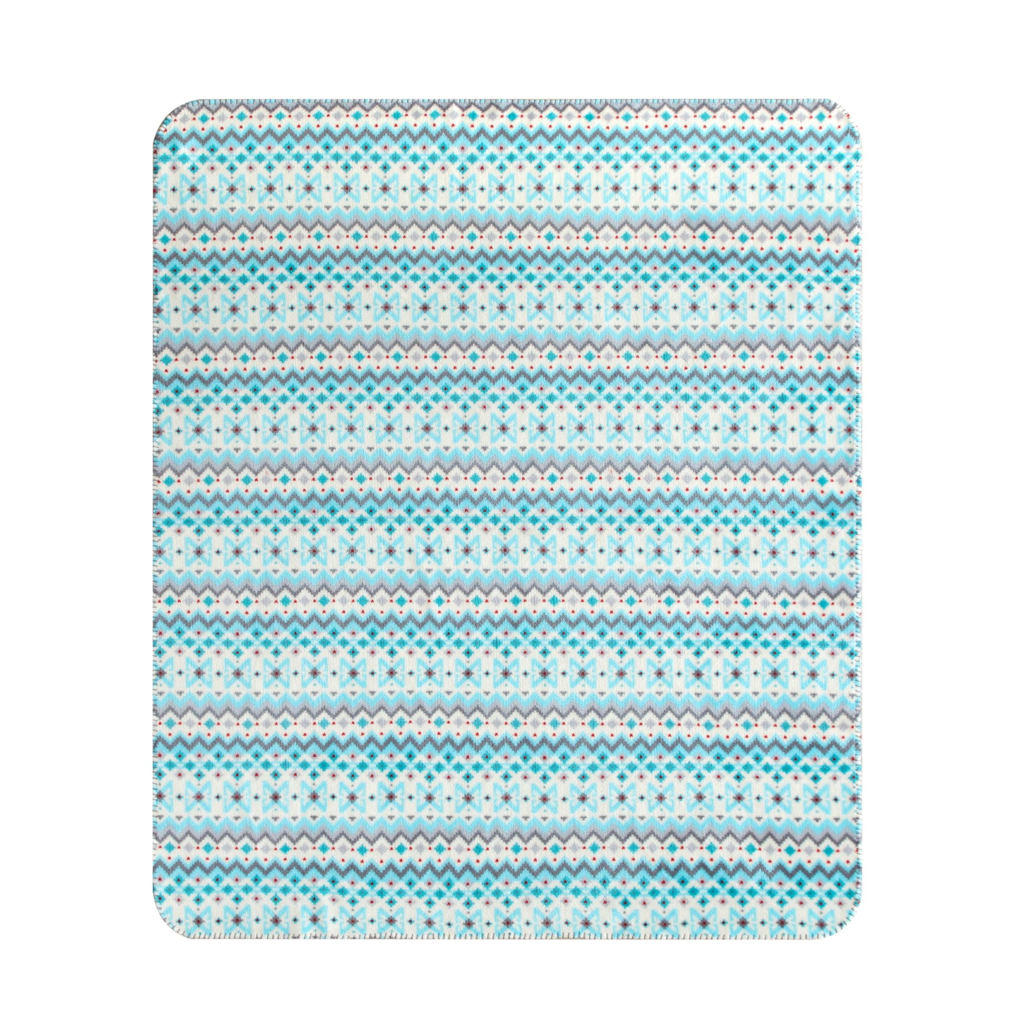 Holiday Time Plush Throw Fair Isle, 50" x 60" inches, Blue Polyester, Machine Washable