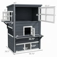 thumbnail image 4 of Pawhut 3-Story Cat House Feral Cat Shelter,Outdoor Kitten Condo with Raised Floor,Asphalt Roof,Escape Doors,Jumping Platforms,Dark Gray,Dark Gray Wood Pet Supplies Pet Beds Furniture, 4 of 7