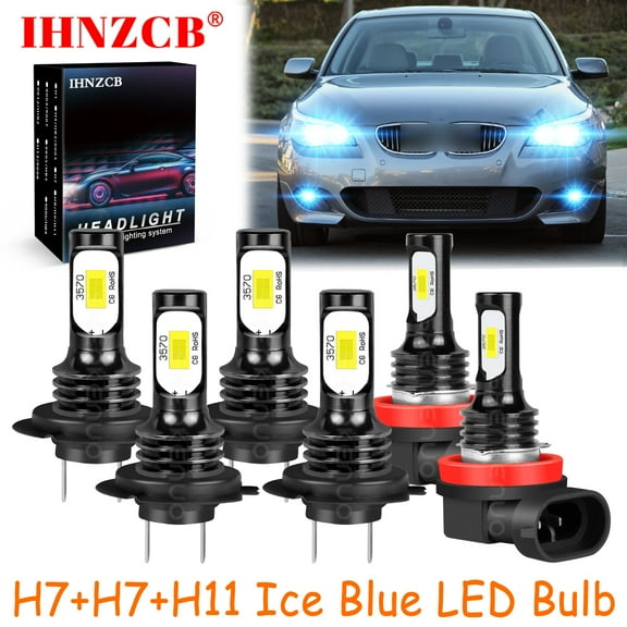 IHNZCB H7 H7 H11 for BMW 528i 535i 550i 2008-2010 Ice Blue Led Headlights Bulb High Low Beam Fog Light,HKL,C02