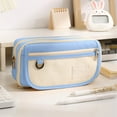 thumbnail image 4 of ROLKFUK Large Capacity Single Layer Canvas Pencil Case with Hanging Rope - Portable Stationery Bag for Sch-ool Office Travel, Water Resistant Stylish Pencil Pouch (Blue), 4 of 6