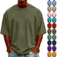 thumbnail image 6 of FchengtaiS Mens Cotton Oversized T-Shirts Casual Short Sleeve Crew Neck Tee Drop Shoulder Summer Loose Tops, 6 of 6