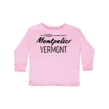 

Inktastic From Montpelier Vermont in Black Distressed Text Gift Toddler Boy or Toddler Girl Long Sleeve T-Shirt