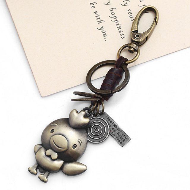 Emoshayoga Hanger tejido a mano Llavero de Cuero Tejido a Mano con Forma de Animales de Dibujos Animados, Decoración Colgante para Bolsos, Estilo 2