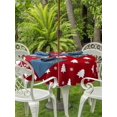thumbnail image 2 of Outdoor Tablecloth with Umbrella Hole and Zipper, Christmas Tree Round Table Cloth 60 Inch Waterproof Tablecloth, Red Winter Xmas Snowflake Farmhouse Picnic Table Cover for Patio Camping, 2 of 7