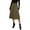 Army Green, variant on Women's Faux Suede Midi Skirt High Waist Elastic Back A Line Flared Skirt with Zipper Wine L