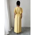 thumbnail image 2 of Womens Yellow Button-Front Cinched Waist A-Line Maxi Dress, 2 of 7