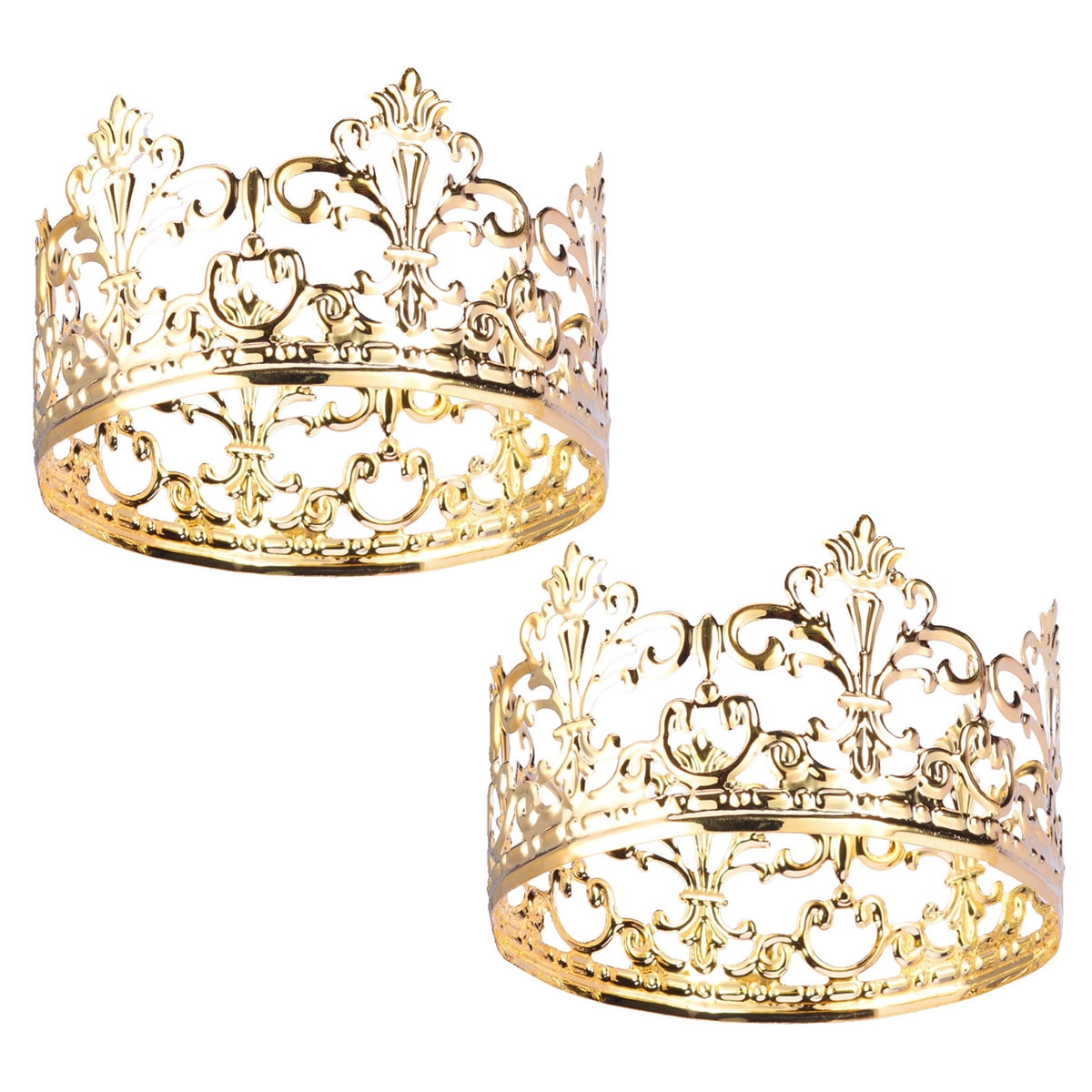 2pcs Tiara Crown Party Cake Decoration Crown Hair Ornaments Wedding Supplies Accessories (Gold)