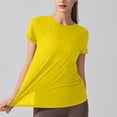 thumbnail image 6 of Yoga Workout Short Sleeve Tees for Women Crewneck Ruched Back Cutout Loose Tunic Tops Lightweight Quick Dry Athletic Shirts Activewear Yellow, 6 of 7