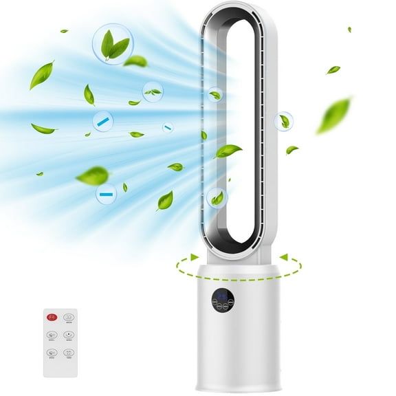 Advwin Bladeless Tower Fan, Quiet Cooling Air Circulator with 60° Oscillation, 24 Speeds, Silver