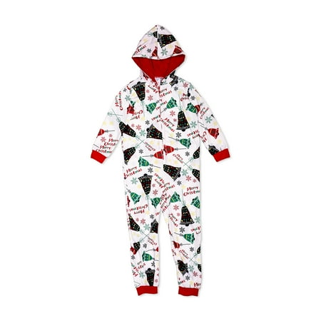 

Jialili Parent-Child Warm Christmas Set Printed Home Wear Hooded Pajamas Two-Piece Kid Set White 130