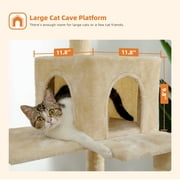 PAWZ Road Cat Tree 56 Sisal Scratching Posts Tower with Large Perch Hammock for All Indoor Cats,Upgrade Beige