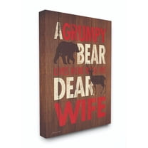Stupell Industries Bear Dear Wife Funny Word Country Home Wood Textured Design Canvas Wall Art by Stephanie Workman Marrott
