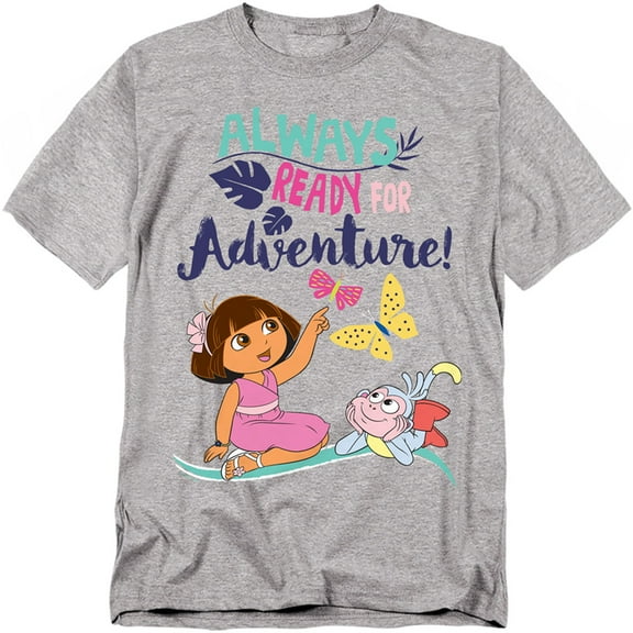 Popfunk Dora The Explorer Always Ready For Adventure Unisex Adult T Shirt, Athletic Heather, Small
