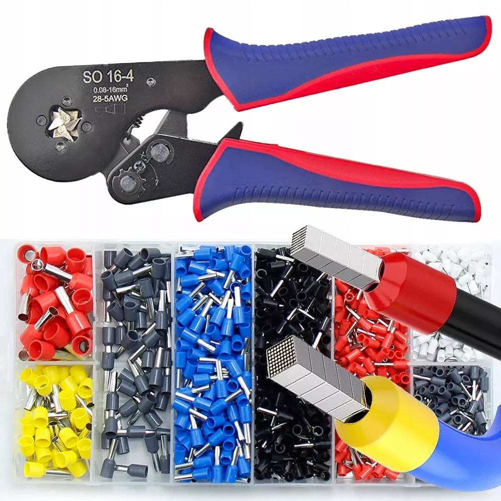 Ring crimping tool, self-adjusting ratchet pliers, wire connectors 1200 pieces-